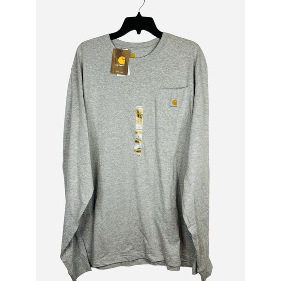 Carhartt Men's Size L Gray Long Sleeve T-shirt Workwear Pocket Original Fit Farm - Picture 1 of 8